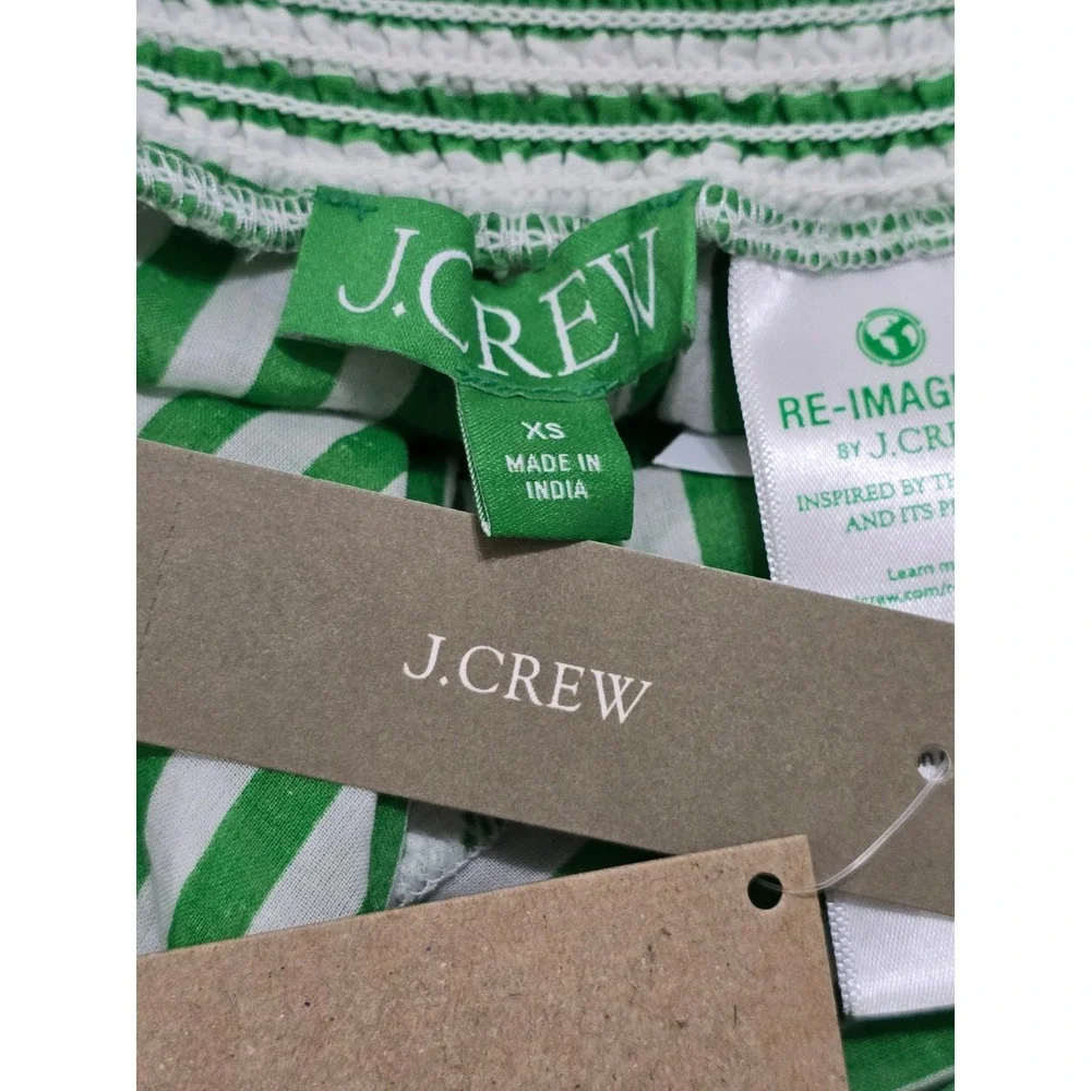 J. Crew Green White Striped Convertible Beach Sarong Halter Dress XS